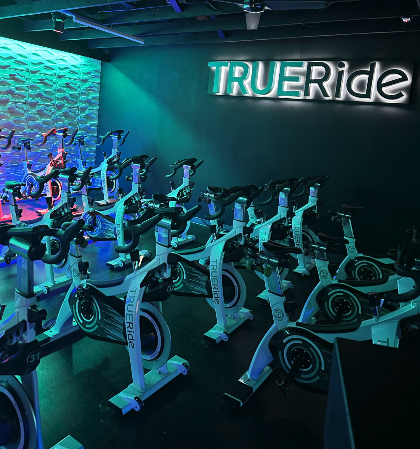 TRUE Ride indoor cycling studio interior in Redding, California